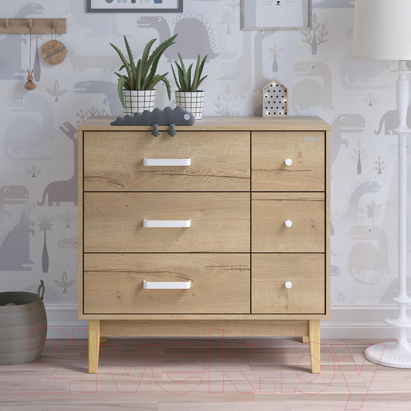 Изображение товара Комод пеленальный Pituso Kids Vintage Premium ЛДСП (дуб галифакс/натуральный)