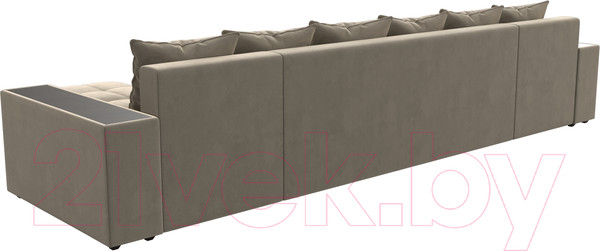 Изображение товара Диван П-образный Лига Диванов Дубай полки слева (микровельвет бежевый)