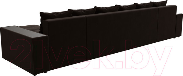 Изображение товара Диван П-образный Лига Диванов Дубай полки слева (микровельвет коричневый)
