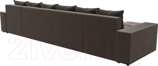 Изображение товара Диван П-образный Лига Диванов Дубай полки справа (велюр коричневый)