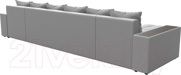 Изображение товара Диван П-образный Лига Диванов Дубай полки справа (экокожа белый)