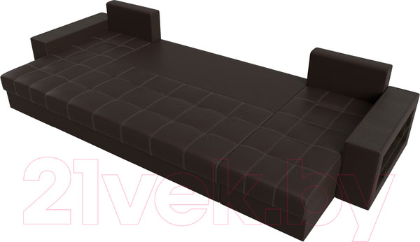 Изображение товара Диван П-образный Лига Диванов Дубай полки справа (экокожа коричневый)