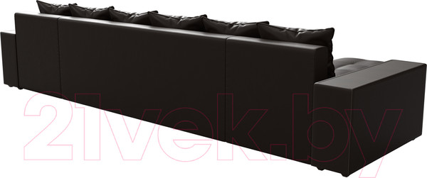 Изображение товара Диван П-образный Лига Диванов Дубай полки справа (экокожа коричневый)