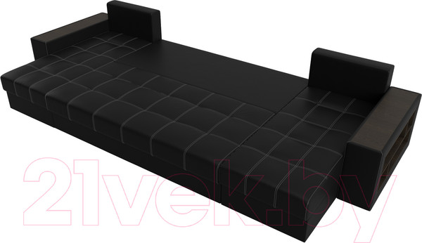 Изображение товара Диван П-образный Лига Диванов Дубай полки справа (экокожа черный)