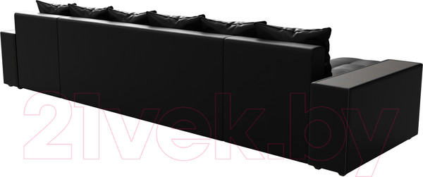 Изображение товара Диван П-образный Лига Диванов Дубай полки справа (экокожа черный)
