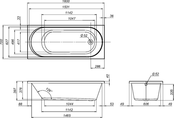 Изображение товара Ванна акриловая AM.PM X-Joy 160x70 / W94A-160-070W-A1
