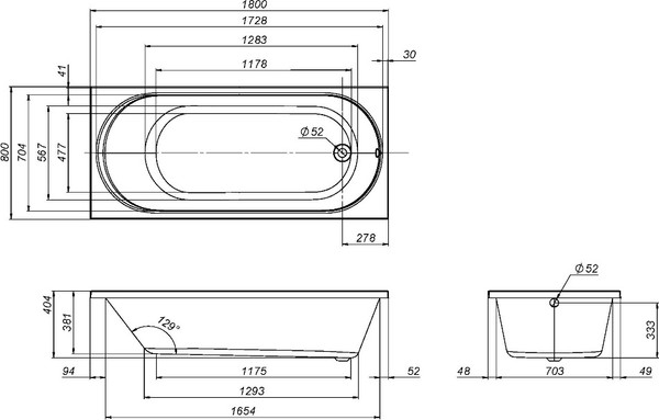 Изображение товара Ванна акриловая AM.PM X-Joy 180x80 / W94A-180-080W-A