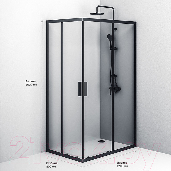 Изображение товара Душевой уголок AM.PM Gem S W93G-404-120280-BT (черный матовый)