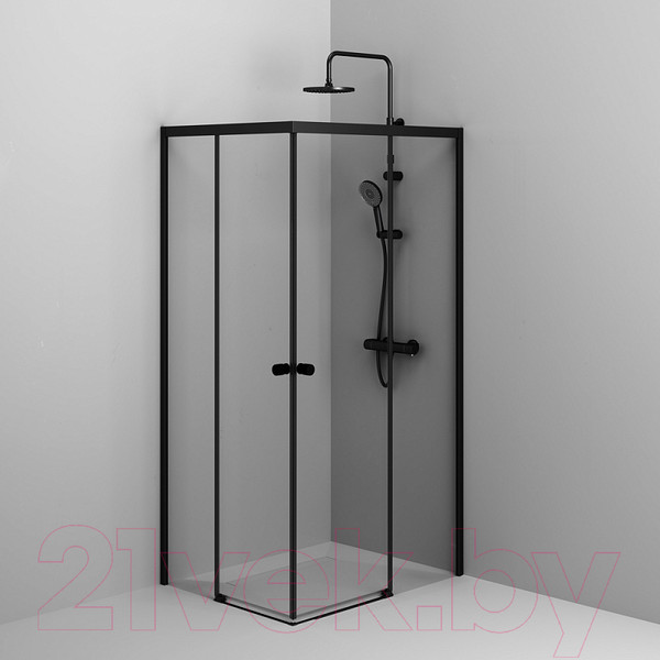 Изображение товара Душевой уголок AM.PM X-Joy Square Slide 90x90 / W94G-403-9090-BТ (черный/прозрачное стекло)
