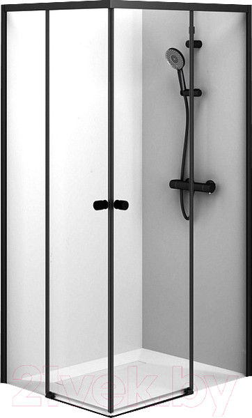 Изображение товара Душевой уголок AM.PM X-Joy Square Slide 90x90 / W94G-403-9090-BТ (черный/прозрачное стекло)
