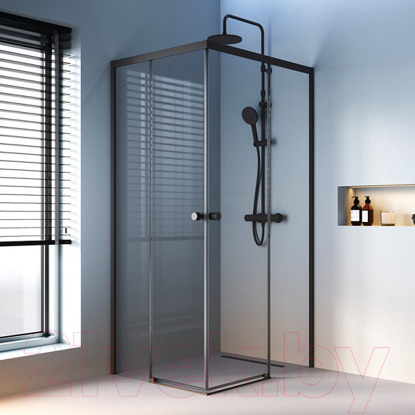 Изображение товара Душевой уголок AM.PM X-Joy Square Slide 90x90 / W94G-403-9090-BТ (черный/прозрачное стекло)