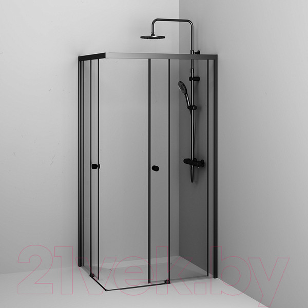 Изображение товара Душевой уголок AM.PM X-Joy Square Slide 90x90 / W94G-403-9090-BТ (черный/прозрачное стекло)