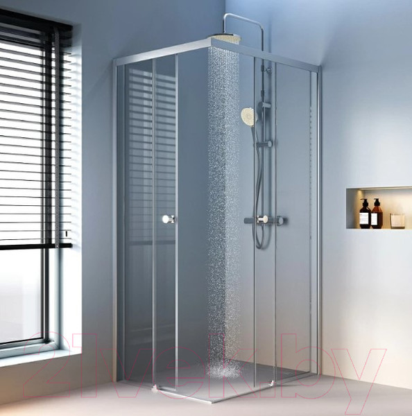 Изображение товара Душевой уголок AM.PM X-Joy Square Slide 90x90 / W94G-403-9090-МТ (матовый хром/прозрачное стекло)