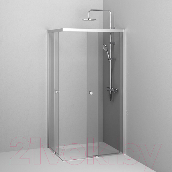 Изображение товара Душевой уголок AM.PM X-Joy Square Slide 90x90 / W94G-403-9090-МТ (матовый хром/прозрачное стекло)