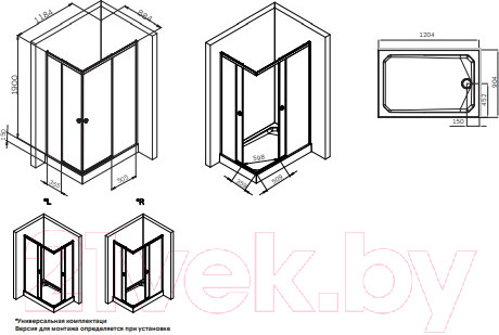 Изображение товара Душевой уголок AM.PM X-Joy Square Slide 120x90 / W94G-403-12090-MТ (матовый хром/прозрачное стекло)