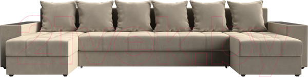 Изображение товара Диван П-образный Лига Диванов Дубай полки справа (микровельвет бежевый)