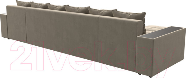 Изображение товара Диван П-образный Лига Диванов Дубай полки справа (микровельвет бежевый)