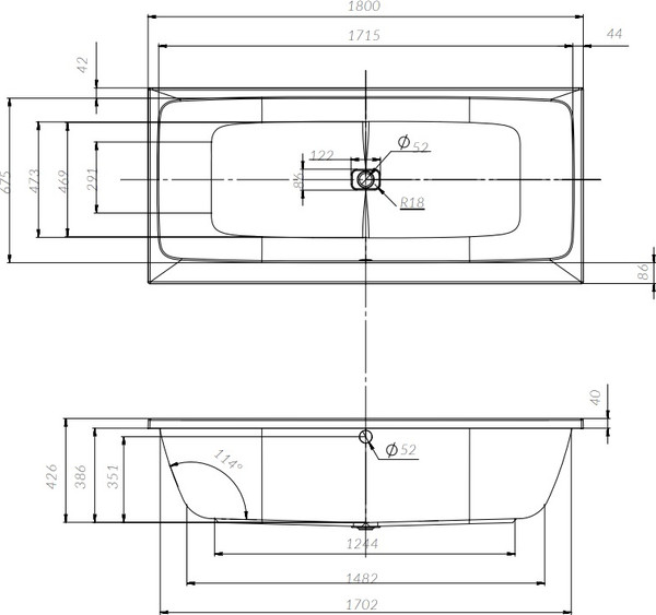 Изображение товара Ванна акриловая AM.PM Func 180x80 / W84A-180-080W-A