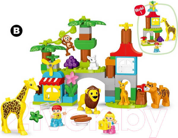 Изображение товара Конструктор Kids Home Toys Чудесный зоопарк 188-A07 / 7120607