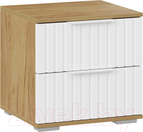 Изображение товара Прикроватная тумба ТриЯ Хилтон (дуб крафт золотой/белый матовый)