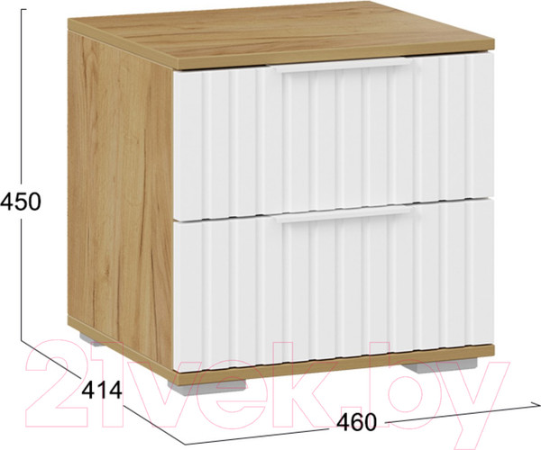 Изображение товара Прикроватная тумба ТриЯ Хилтон (дуб крафт золотой/белый матовый)