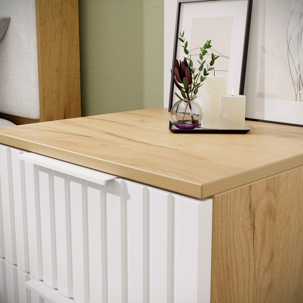 Изображение товара Прикроватная тумба ТриЯ Хилтон (дуб крафт золотой/белый матовый)