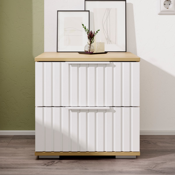 Изображение товара Прикроватная тумба ТриЯ Хилтон (дуб крафт золотой/белый матовый)