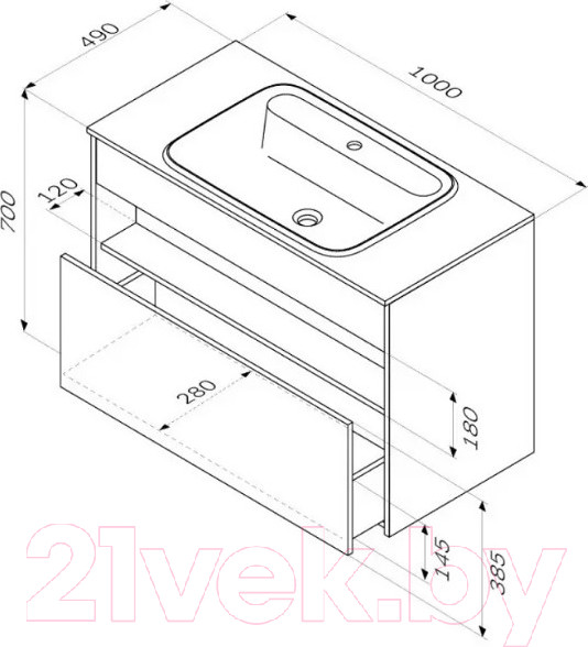 Изображение товара Тумба под умывальник AM.PM Func M8FFUX1001OF (дерево текстурированное)