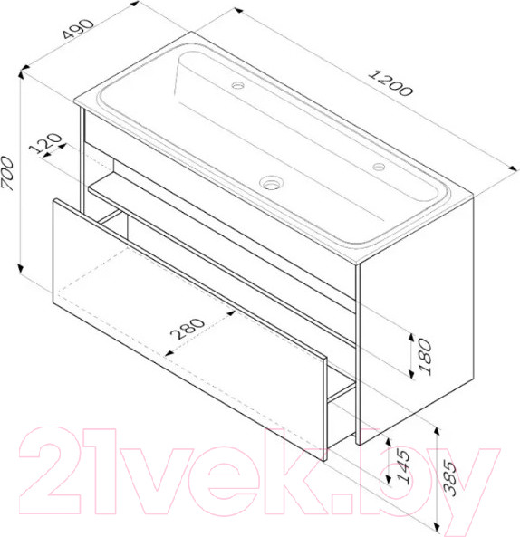 Изображение товара Тумба под умывальник AM.PM Func M8FFUX1201OF (дерево текстурированное)