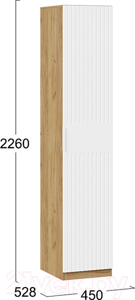 Изображение товара Шкаф-пенал ТриЯ Хилтон для белья (дуб крафт золотой/белый матовый)