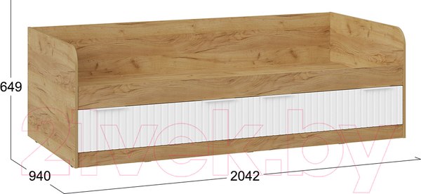 Изображение товара Кровать-тахта ТриЯ Хилтон комбинированная 90x200 (дуб крафт золотой/белый матовый)