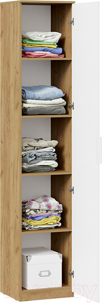 Изображение товара Шкаф-пенал ТриЯ Хилтон для белья исп.2 (дуб крафт золотой/белый матовый)