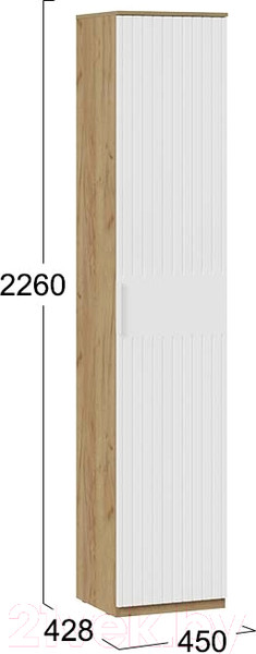 Изображение товара Шкаф-пенал ТриЯ Хилтон для белья исп.2 (дуб крафт золотой/белый матовый)