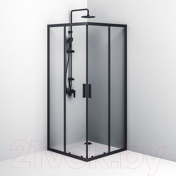 Изображение товара Душевой уголок AM.PM Gem S Square Slide 90x90 / W93G-403-090BT (черный матовый/прозрачное стекло)