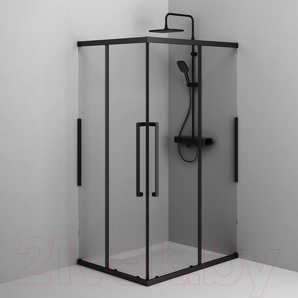 Изображение товара Душевой уголок AM.PM Func Square Slide 120x90 / W84G-403-12090-BТ (черный/прозрачное стекло)