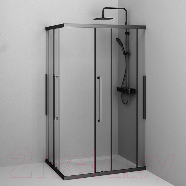 Изображение товара Душевой уголок AM.PM Func Square Slide 120x90 / W84G-403-12090-BТ (черный/прозрачное стекло)