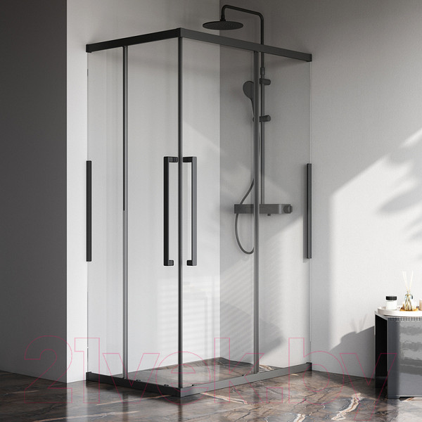 Изображение товара Душевой уголок AM.PM Func Square Slide 120x90 / W84G-403-12090-BТ (черный/прозрачное стекло)