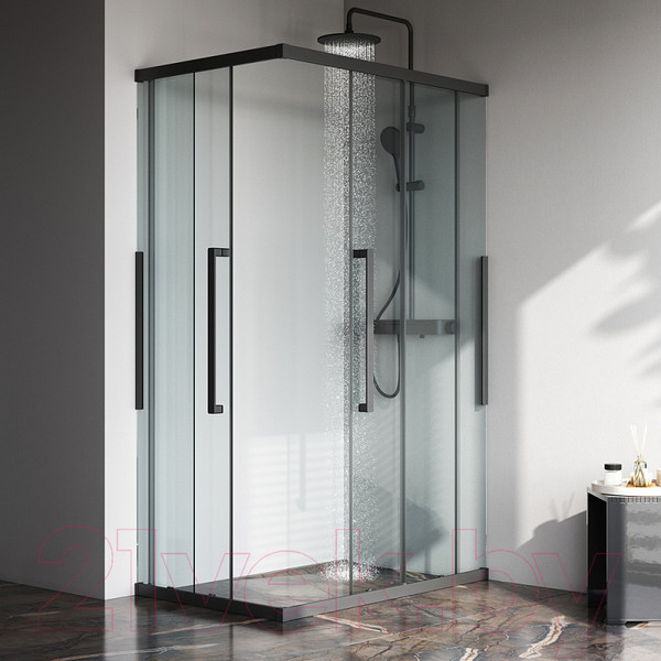 Изображение товара Душевой уголок AM.PM Func Square Slide 120x90 / W84G-403-12090-BТ (черный/прозрачное стекло)