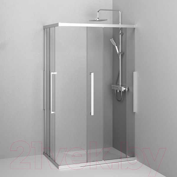 Изображение товара Душевой уголок AM.PM Func Square Slide 120x90 / W84G-403-12090-MТ (хром матовый/прозрачное стекло)