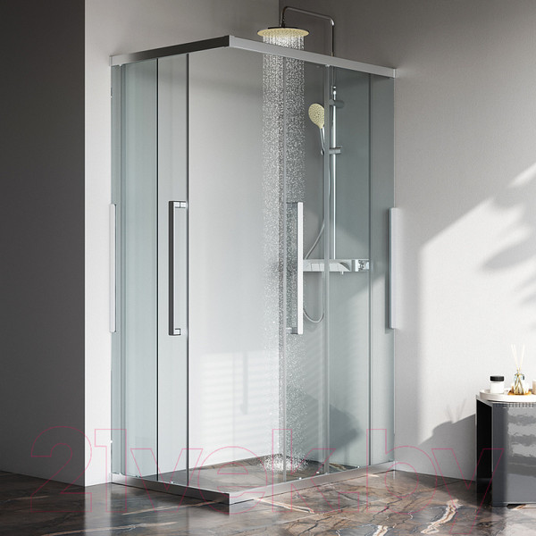 Изображение товара Душевой уголок AM.PM Func Square Slide 120x90 / W84G-403-12090-MТ (хром матовый/прозрачное стекло)