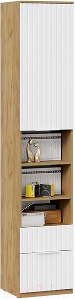 Изображение товара Шкаф-пенал ТриЯ Хилтон комбинированный с 1 дверью и 2 ящиками исп.2 (дуб крафт золотой/белый матовый)