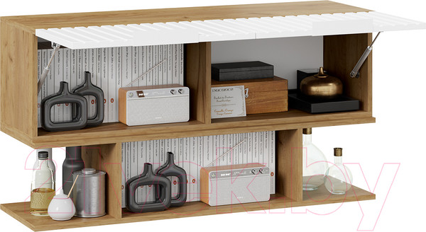 Изображение товара Шкаф навесной ТриЯ Хилтон с полкой 1100 (дуб крафт золотой/белый матовый)