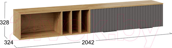 Изображение товара Шкаф навесной ТриЯ Хилтон с полкой 2040 (дуб крафт золотой/графит матовый)