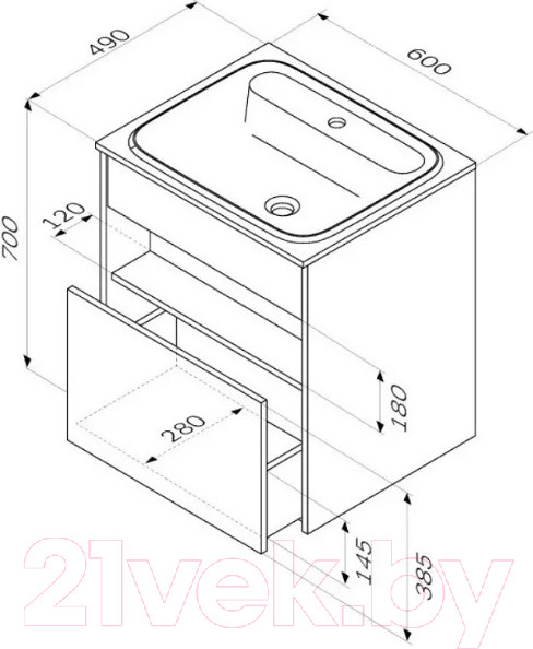 Изображение товара Тумба под умывальник AM.PM Func M8FFUX0601WG (белый глянец)