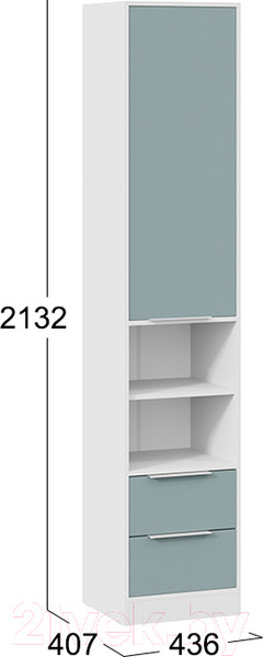 Изображение товара Шкаф-пенал ТриЯ Марли комбинированный (белый/серо-голубой)