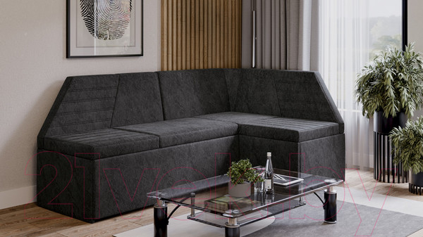 Изображение товара Уголок кухонный мягкий ТриЯ Лондон Исп.2 (дуб сонома трюфель/микровелюр Wellmart Graphite)