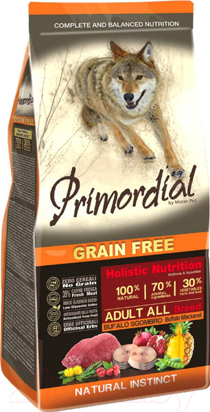 Изображение товара Сухой корм для собак Primordial Dog Adult Buffalo & Mackerel MSP5512 (12кг)