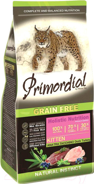 Изображение товара Сухой корм для кошек Primordial Kitten Duck & Turkey / MGSP1006 (6кг)