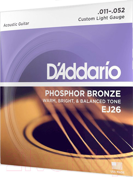 Струны для акустической гитары D'Addario EJ26 Custom Light 11-52 (фосфор/бронза)