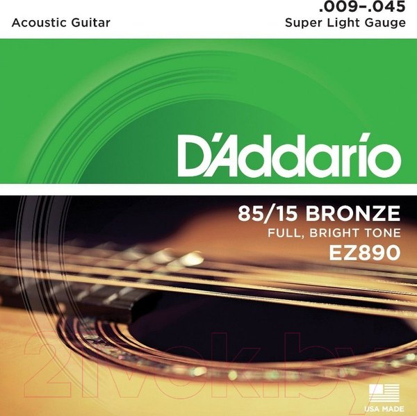 Струны для акустической гитары D'Addario EZ890 Super Light 9-45